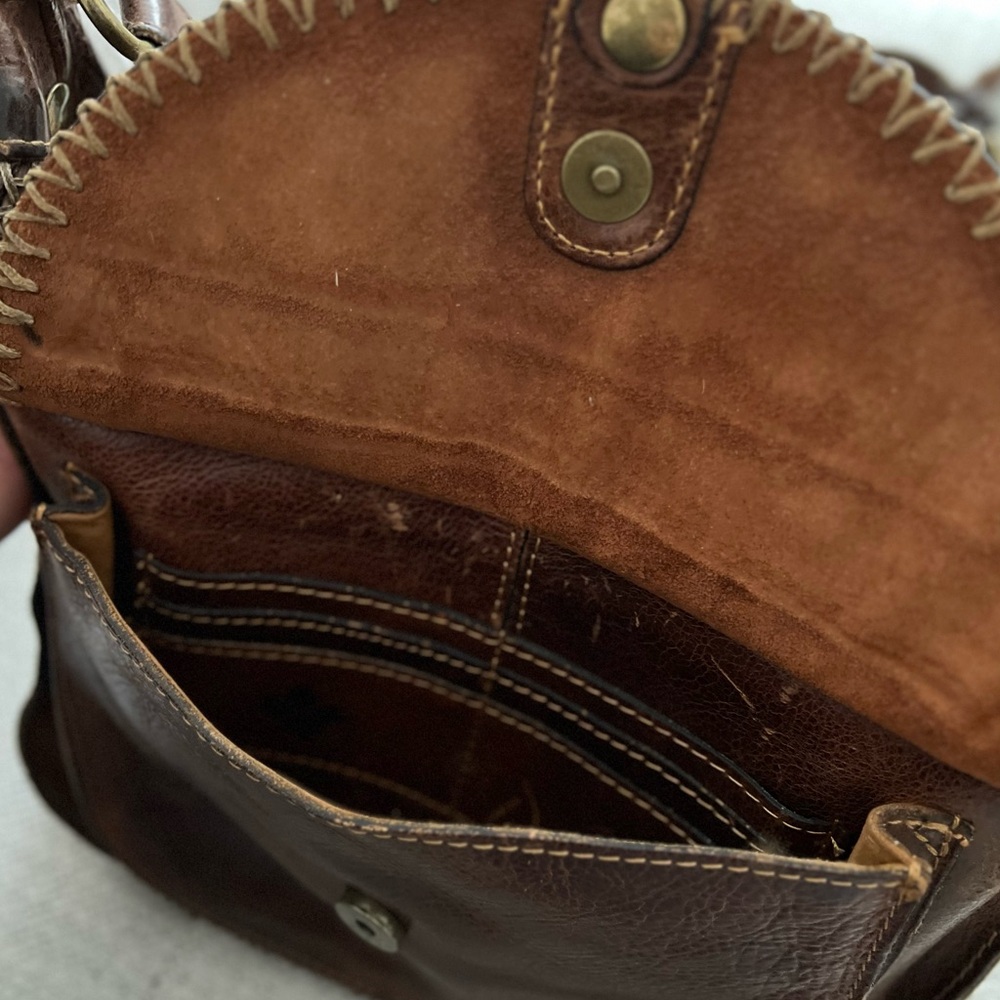 Patricia Nash Tooled Leather Brown Adjustable Beaumont Flap Boho Crossbody Bag - Picture 7 of 11